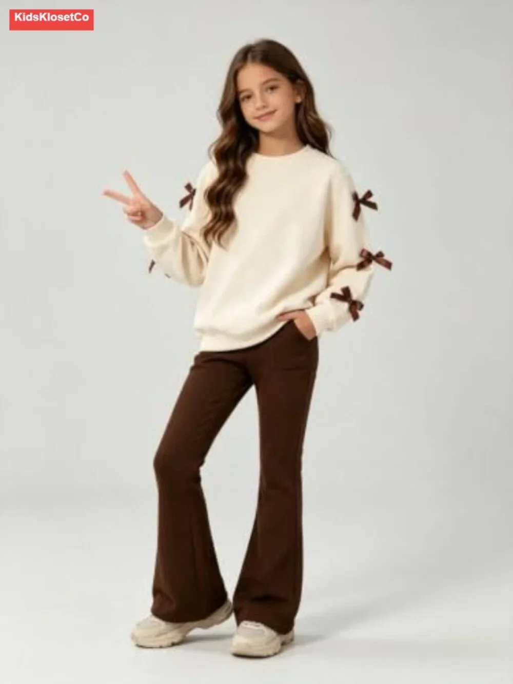 Girls 2 Piece Sweatshirt & Flare Pants Set Long Sleeve Fall Outfit Size 7-8
